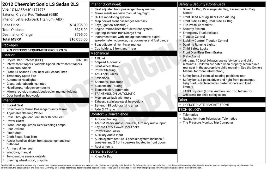 2012 Chevrolet Sonic LS