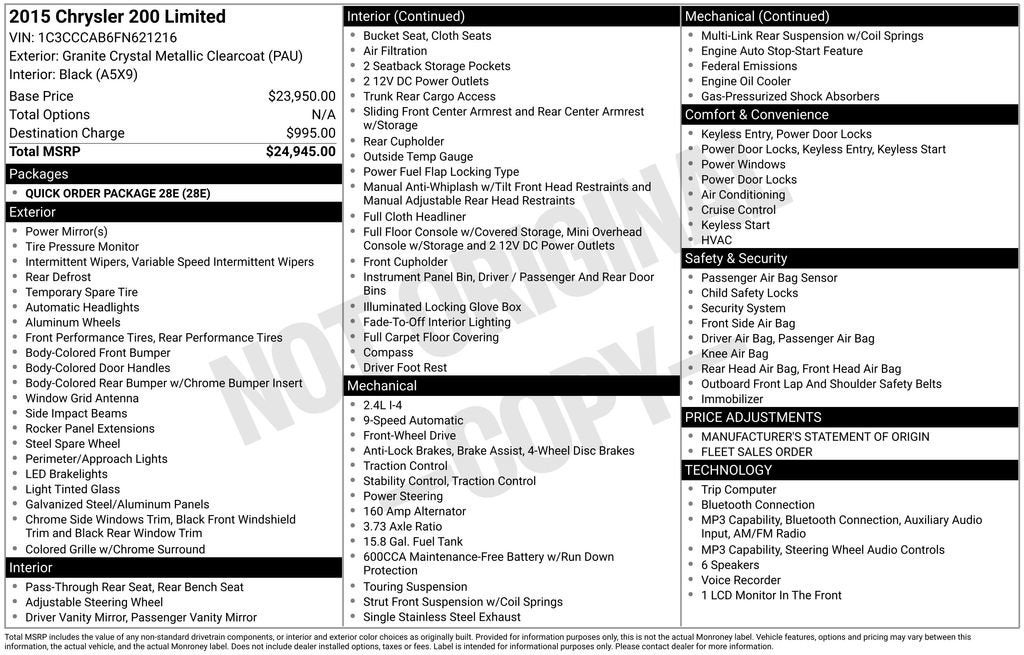 2015 Chrysler 200 Limited
