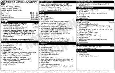 2025 Chevrolet Express Cutaway 3500 Work Van