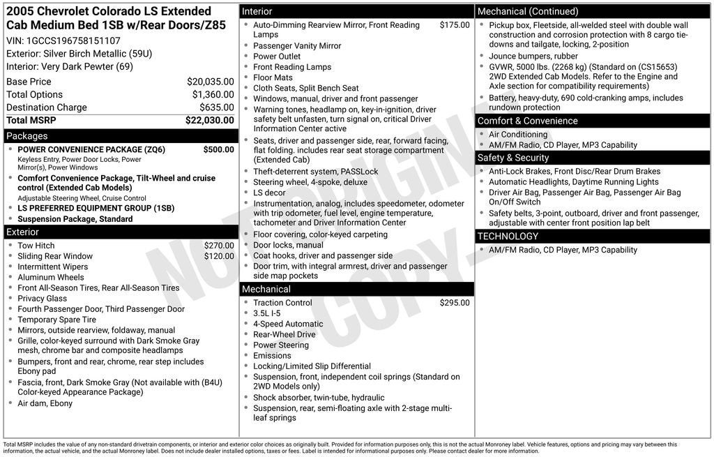 2005 Chevrolet Colorado LS Z85
