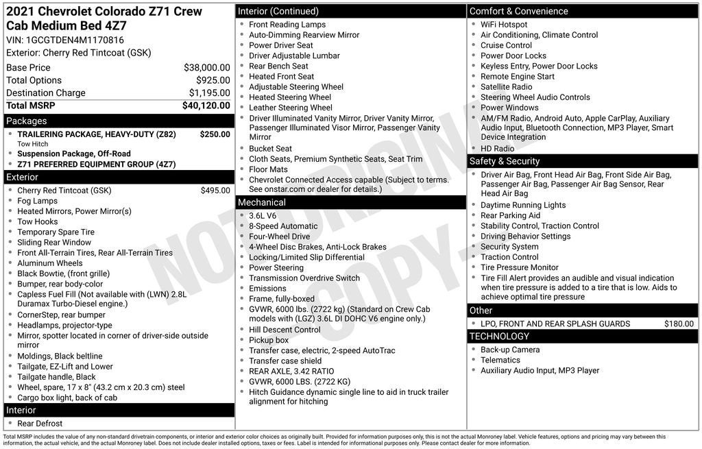 2021 Chevrolet Colorado Z71