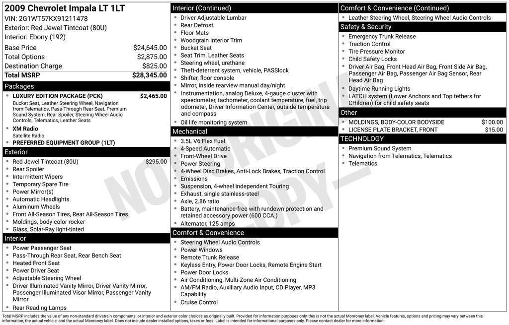 2009 Chevrolet Impala 3.5L LT