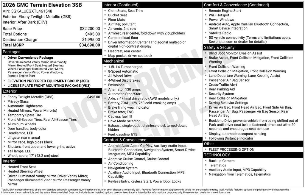 2026 GMC Terrain AWD Elevation