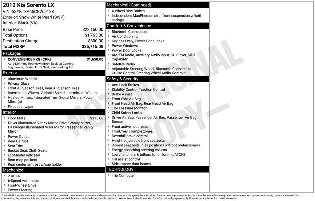 2012 Kia Sorento LX